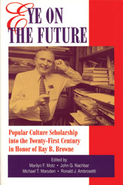 Cover of book is white and red with an image of a man by a shelf of books.