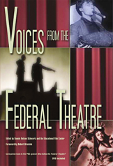 cover of Schwartz's book shows a collage of images from the Federal Theatre backed by some theatre curtains