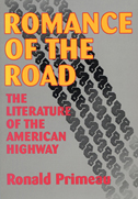 Cover of Romance of the Road.  Background is gray with a tire skid becoming lighter as it goes to the bottom right of the page.