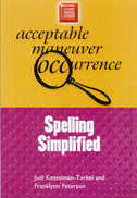 cover of Spelling Simplified has an illustration of a magnifing glass examining words
