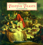 the cover of Festive Feasts is an old painting of diners.