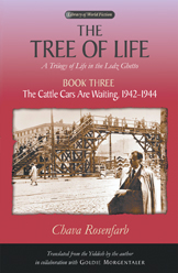 cover of The Tree of Life, Book 3, features the same sepia photo of the Ghetto, over a blended background of a wine color.