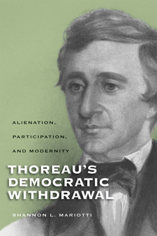 The cover of Mariotti's book is green, with a drawing of Thoreau in black and white.