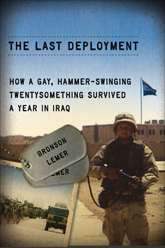 Image of a soldier in Iraq in full combat uniform. Dog tags show author's name