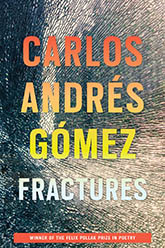 Fractures: Cover showing the author name and title text in an ombré of orange, green, and blue, upon a shattered mirror background.