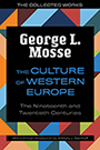 The Culture of Western Europe: Illustration of a geometric mosaic consisting of various orange, blue, green, and red pieces. In the center, a large black rectangle contains the title and author text. Design by Jennifer Conn.