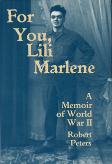 Peters's book is monochrome blue with a man standing with his hands on his hips