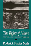 Cover of book is a blue-green color with a black and white image of a woodland scene.