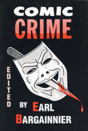 Cover of book is black with an image of a mask with a bloody knife going through its mouth.
