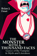 Cover of book is black with a pink, blue and black illustration of a vampire.