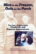 Cover of Corneli's book is two photos of the Hamerstroms, one in a brown duotone, the other in color, with an owl.