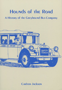 Cover of Hounds of the Road is white, with a blue drawing of an old bus.