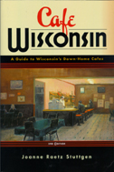 the cover of Cafe Wisconsin features a painting of the interior of a Wisconsin Cafe.