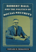 cover of the book about Robert Ball is illustrated with a blue toned photo of Ball at his desk framed by two pillars and type in the style of currency