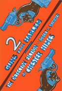 Cover of book is orange with two illustrations of hands holding pistols.