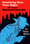 Cover of book is red, black and blue with an image of a man smoking a pipe in the shadow of a detective.