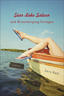 the cover of Rath's novel is a photo illustration of a woman's dangling her legs over the edge of a boat on a Wisconsin lake. She sports blue flip-flops.The boat is named the Sara Rath.