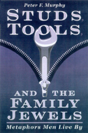 The cover of Studs, Tools, etc. is blue. An illustration of a wrench arises from what appears to be an unzipped pair of jeans.