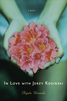 Cover of In Love with Jerzy Kosinski has a photo of hands holding out pink flowers.