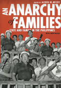 Cover of An Anarchy of Families is orange with black and white photos of individuals with guns.