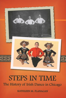 Cover of book has an orange background with a black and white picture of dancers and then a color photo of dancers.