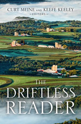 The Driftless Reader: cover art of a handful of farms scattered throughout lush, green woods.
