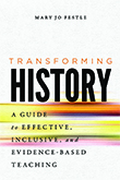 Transforming History: Cover art of a lightly cracked white background with a smear of bright yellow, orange, and pink across the bottom of the page. The title text is written just above with bit of color.