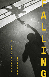 Falling: Cover showing two shadows reaching for each other across a road. The cover text is proclaimed in yellow font, contrasting the grayscale nature of the rest of the image.
