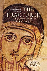 The Fractured Voice: a faded painting of a person with their finger held up to their mouth, their eyes wide and staring at the viewer.