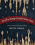 As If a Song Could Save You: a navy blue cover with gold and red ornamentation. The title text is written in white font upon a red curved strip that flows across the middle of the page.