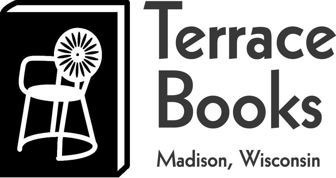 The Terrace Books imprint, of the UW Press, is a line art of a Terrace chair in white on the cover of a black covered book. The words Terrace Books, Madison Wisconsin, appear to the right.